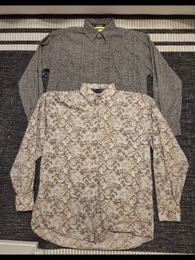 Lot Of 2 Wrangler George Strait Cowboy Cut Collection Western Shirts L